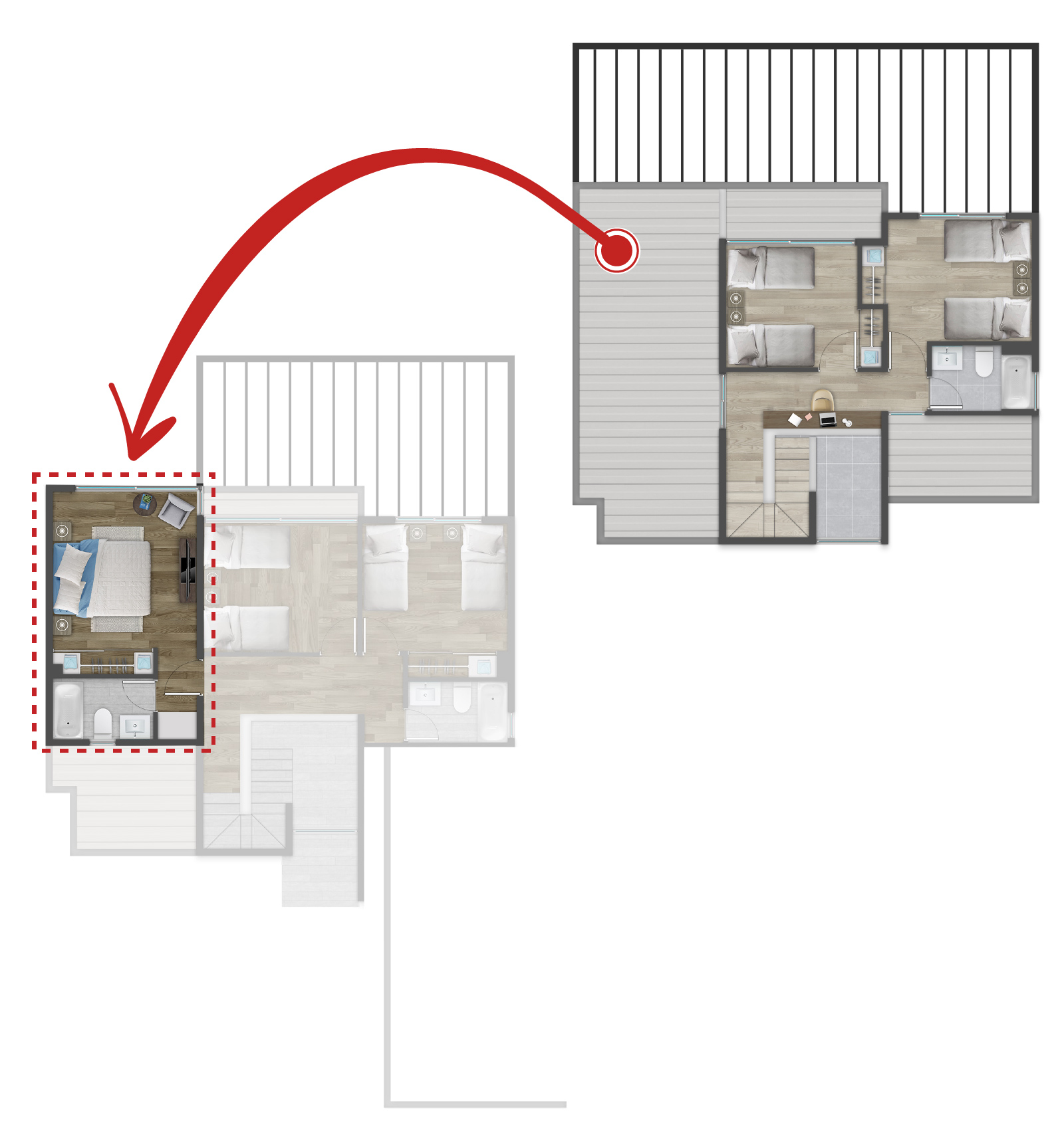 Plano Dormitorio en suite piso 2 Casa Tipo A1 y A