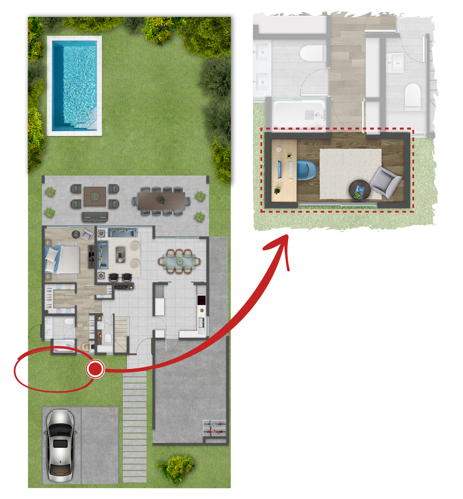 Plano Escritorio y variantes Casa Tipo A1 y A